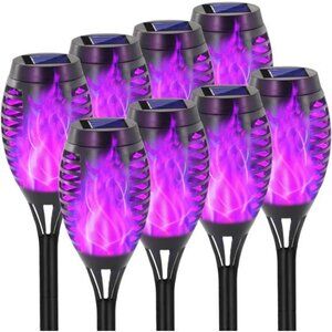 Solar Outdoor Lights, 8 Pack Purple Solar lights Halloween Decorations Outdoor